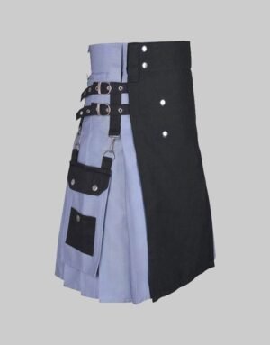 Grey And Black Two Tone Utility Hybrid Kilt For Man