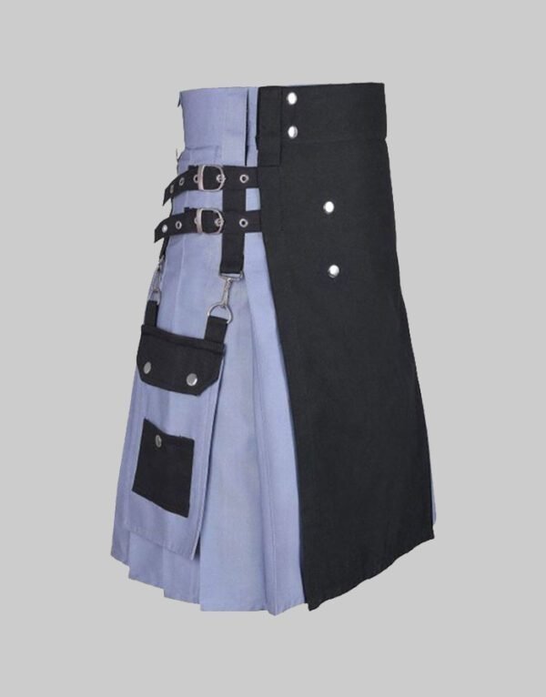 Grey And Black Two Tone Utility Hybrid Kilt For Man