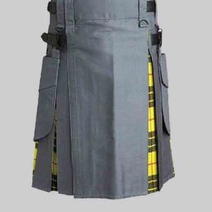 GREY UTILITY AND TARTAN HYBRID KILT