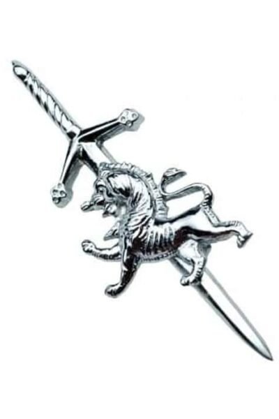 Highland Rampant lion Chrome Finish Kilt Pin
