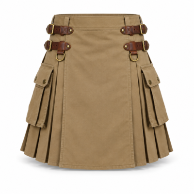 Premium Khaki Utility Kilt for Men