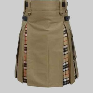Khaki And Thompson Camel Hybrid Tartan Kilt