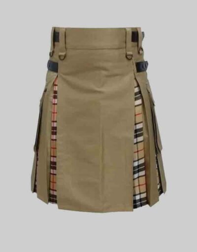 Khaki And Thompson Camel Hybrid Tartan Kilt
