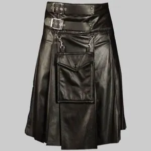 Luxurious Black Leather Kilt