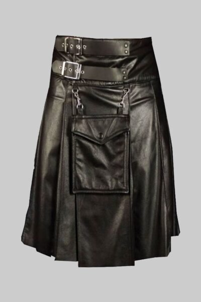 Luxurious Black Leather Kilt