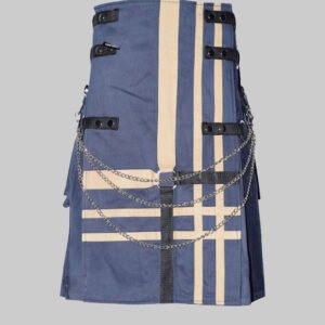MEN BLUE COTTON HYBRID UTILITY KILT