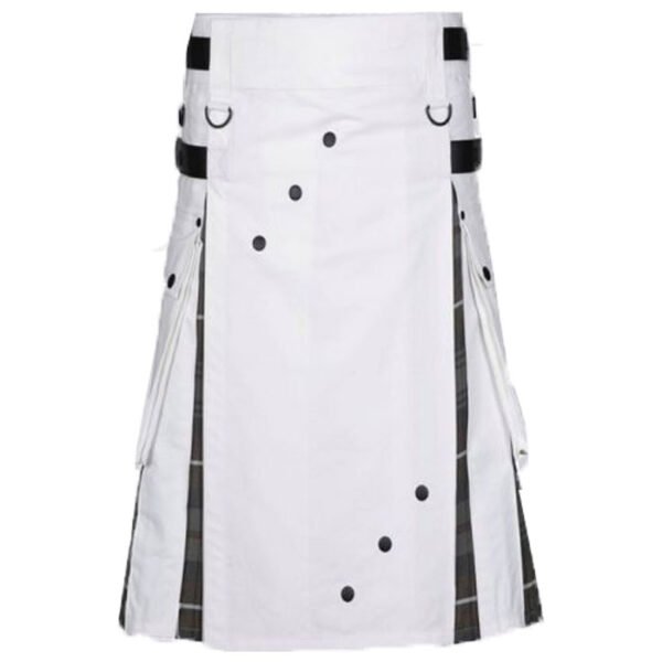 Men's White Cotton Utility Hybrid Kilt - Image 3