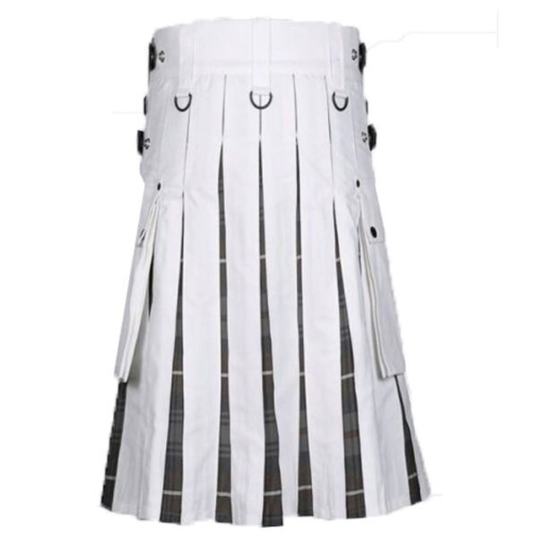 Men's White Cotton Utility Hybrid Kilt - Image 4