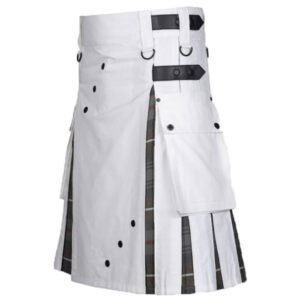 Men's White Cotton Utility Hybrid Kilt