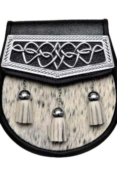 Natural Calfskin Celtic Interweave Plate Kilt Sporran
