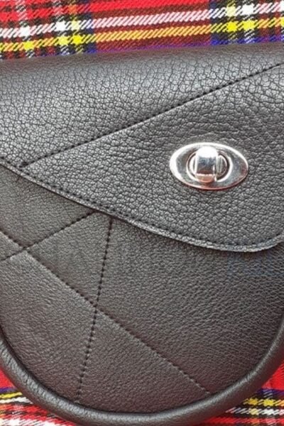 New Stylish Pure Black Leather Day Sporran
