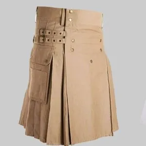 New Khaki Utility Kilt With Cargo Pockets