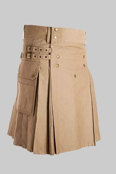 New Khaki Utility Kilt With Cargo Pockets