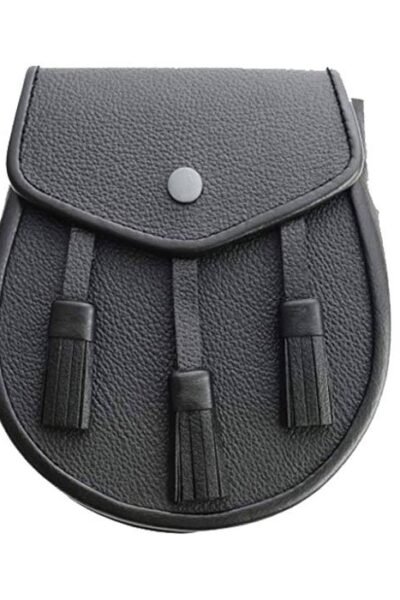Plain Black Leather Kilt Sporran