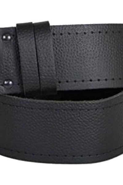 Plain Leather black kilt Belt