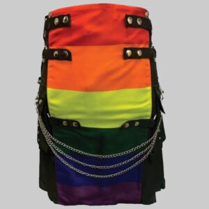 Rainbow Hybrid Utility Kilt with Silver Chain