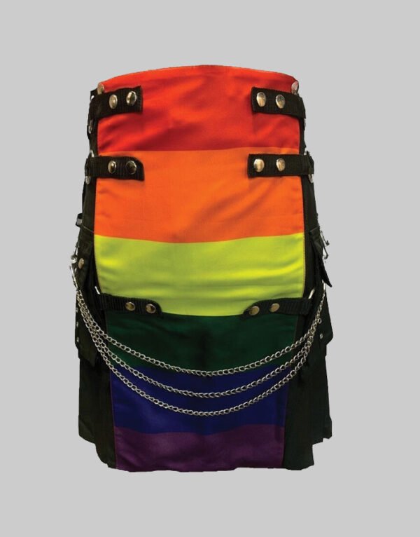 Rainbow Hybrid Utility Kilt with Silver Chain