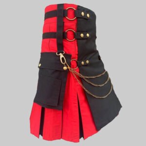 Red and Black Hybrid Gothic Utility Kilt