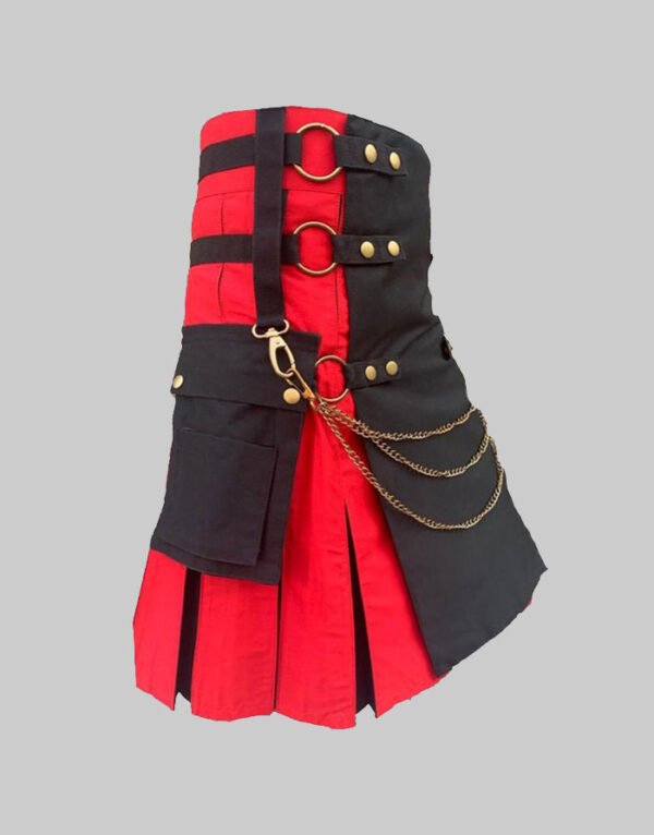 Red and Black Hybrid Gothic Utility Kilt