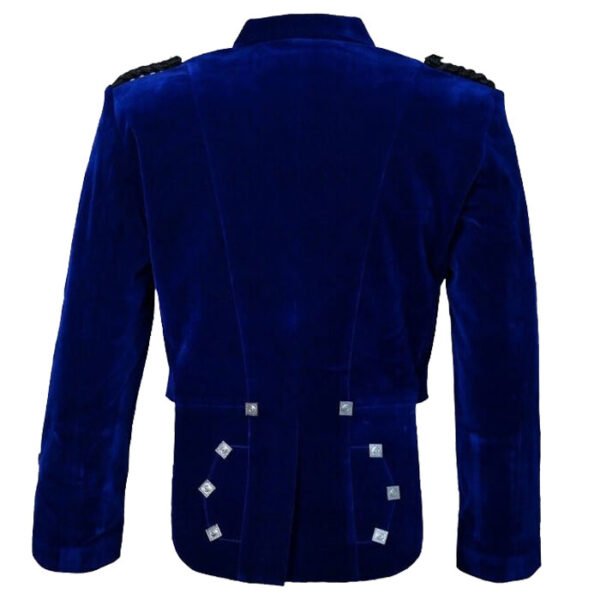 Blue Velvet Scottish Prince Charlie Kilt Jacket - Image 3