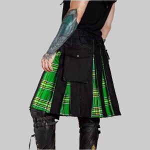 Scottish Black And Irish Tartan Hybrid Kilt