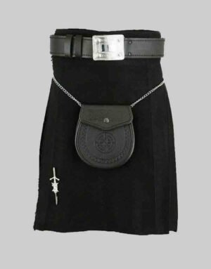 Solid Black Tartan Kilt