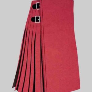 Solid Scarlet Weathered Tartan Kilt