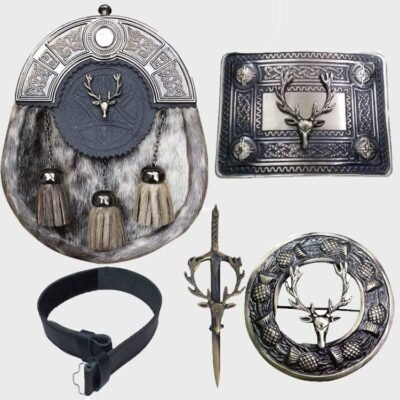 Sporran And Plane Leather Belt & Accessories Set