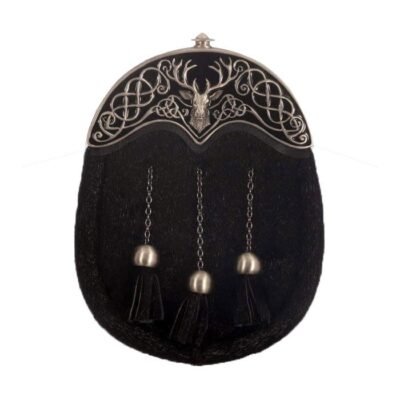 Stag Head Seal Skin Sporran Full Dress
