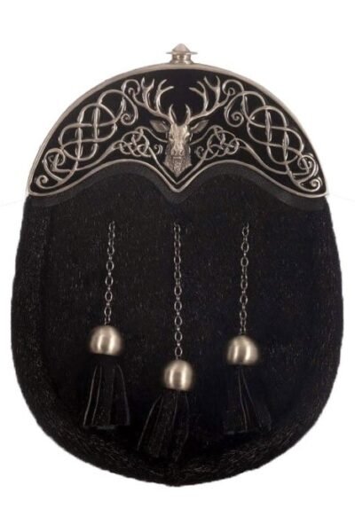 Stag Head Seal Skin Sporran Full Dress