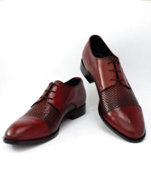 Burgundy Derby Style Leather Shoes