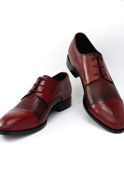 Burgundy Derby Style Leather Shoes