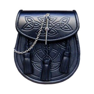 Traditionanl Embossed Black Leather Kilt Sporran