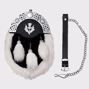 White Rabbit Full Dress Sporran With Chrome Celtic Cantle