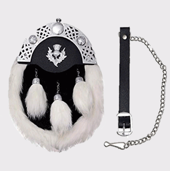 White Rabbit Full Dress Sporran With Chrome Celtic Cantle