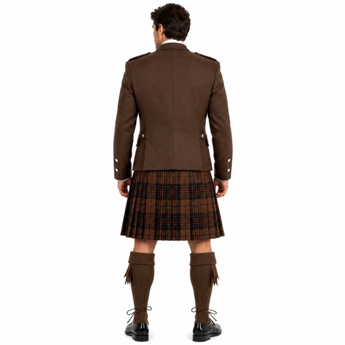Scottish Argyle Kilt Outfit With Brown Jacket - Image 2
